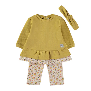 Conjunto florido com laço