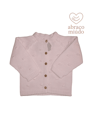 Casaco de Malha Rosa – 12 meses
