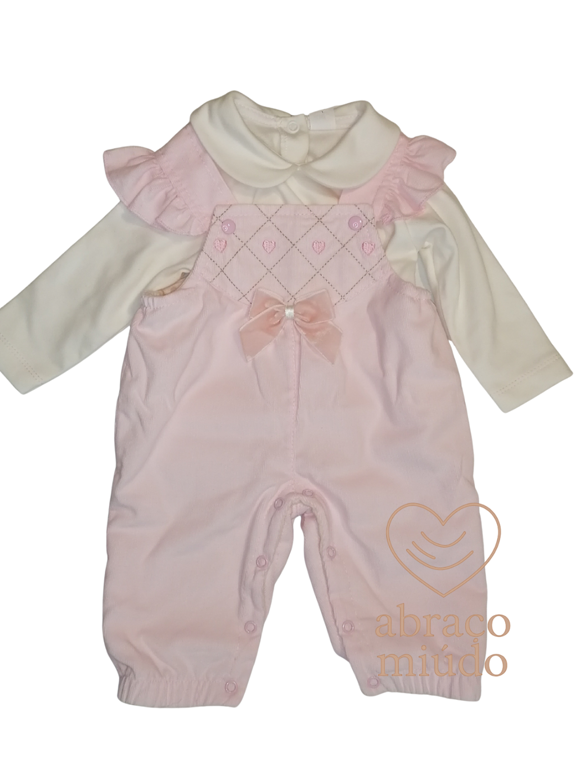 Conjunto Jardineira em Sarja + Camisola Cardada | 3M, 6M e 12M — Conforto e Doçura 1