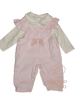 Conjunto Jardineira em Sarja + Camisola Cardada | 3M, 6M e 12M — Conforto e Doçura