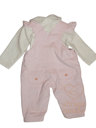 Conjunto Jardineira em Sarja + Camisola Cardada | 3M, 6M e 12M — Conforto e Doçura