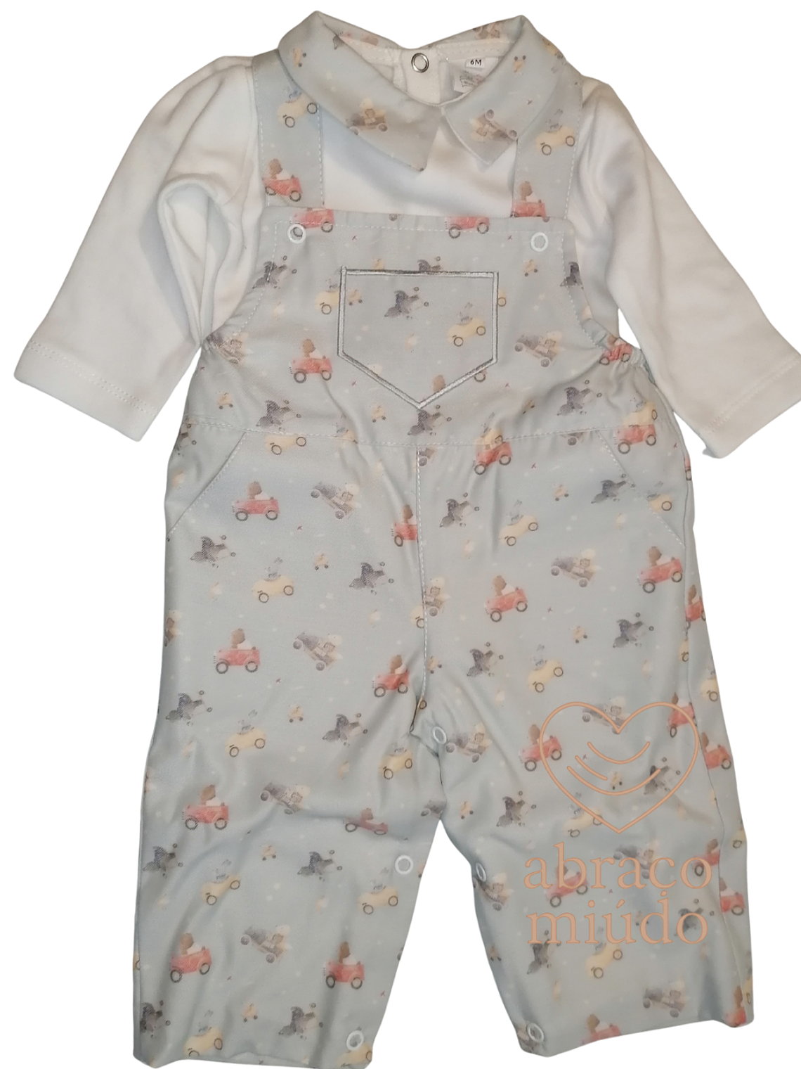 Jardineira de Sarja para Menino + Camisola com carda – 3, 6 e 12 meses  1