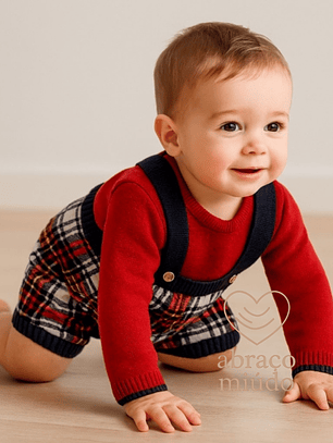 Jardineira de Malha com Camisola – 3/6 Meses 