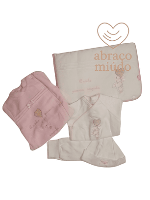 Conjunto Primeira Roupinha 1 Mês – 100% Algodão com Carda | Bordado Coelhinho