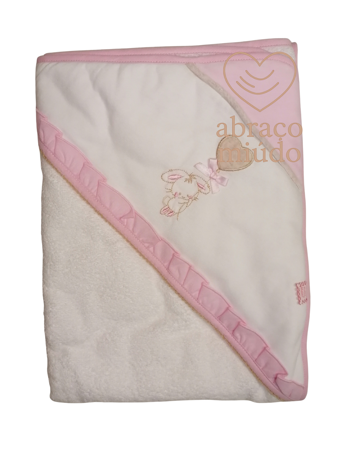 Toalha de Banho Bordada 100% Algodão – 100x100 | Modelo Coelhinho Rosa  1