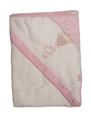 Toalha de Banho Bordada 100% Algodão – 100x100 | Modelo Coelhinho Rosa 