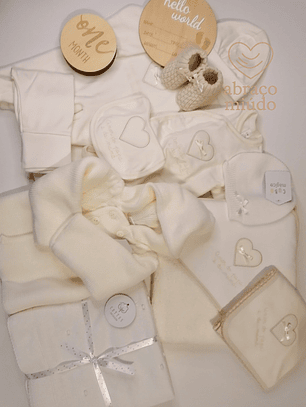 Conjunto Maternidade XL – Enxoval Completo para Bebé | 1 Mês | Várias Cores | 100% Algodão & Malha 