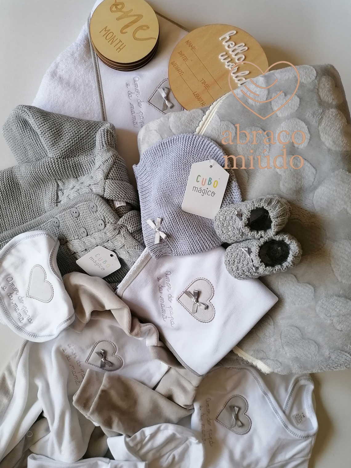 Conjunto Maternidade XL – Enxoval Completo para Bebé | 1 Mês | Várias Cores | 100% Algodão & Malha  4
