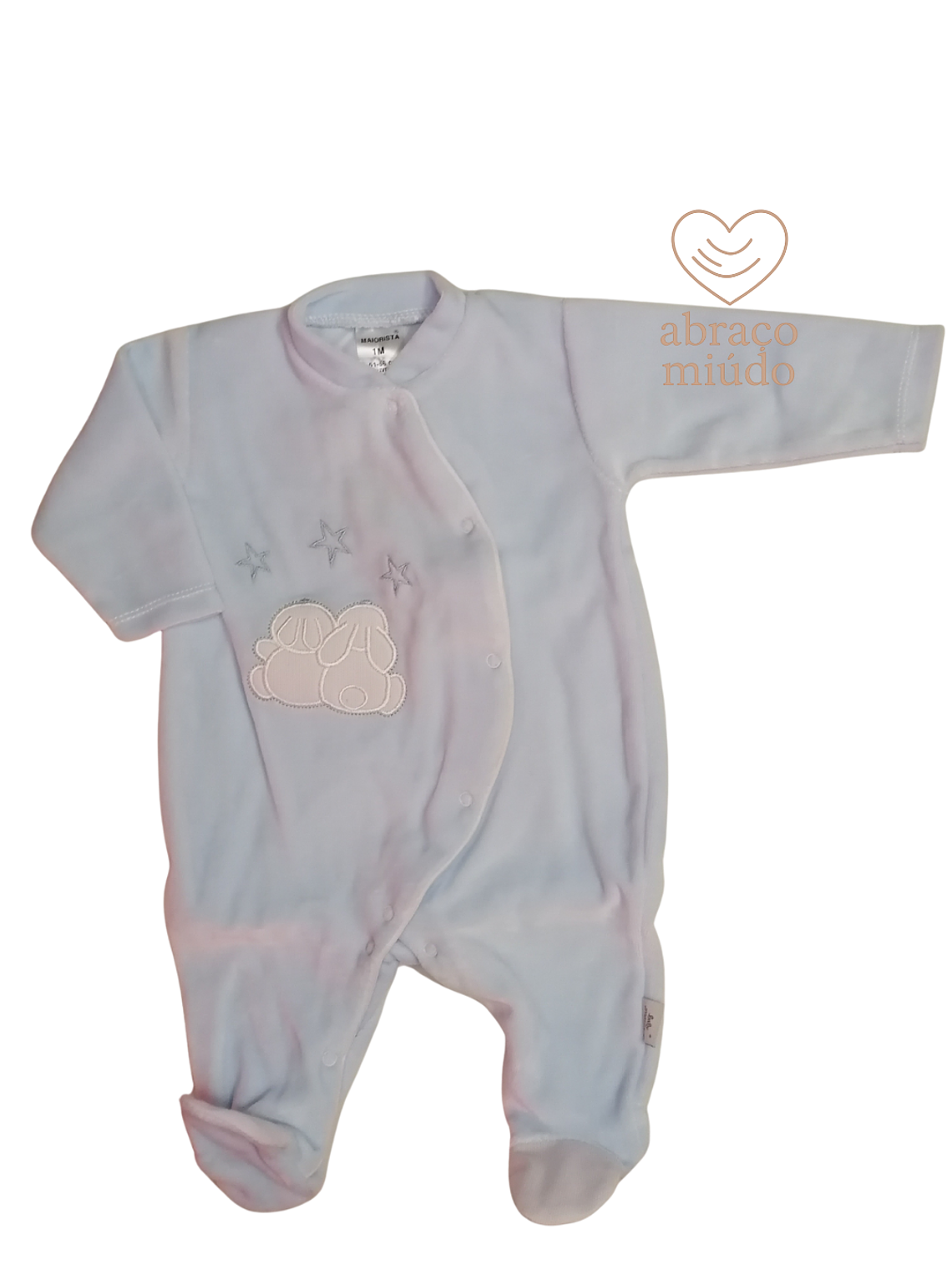Babygrow de Veludo – Suave e Confortável Tamanho 1 mês, Cor azul  1