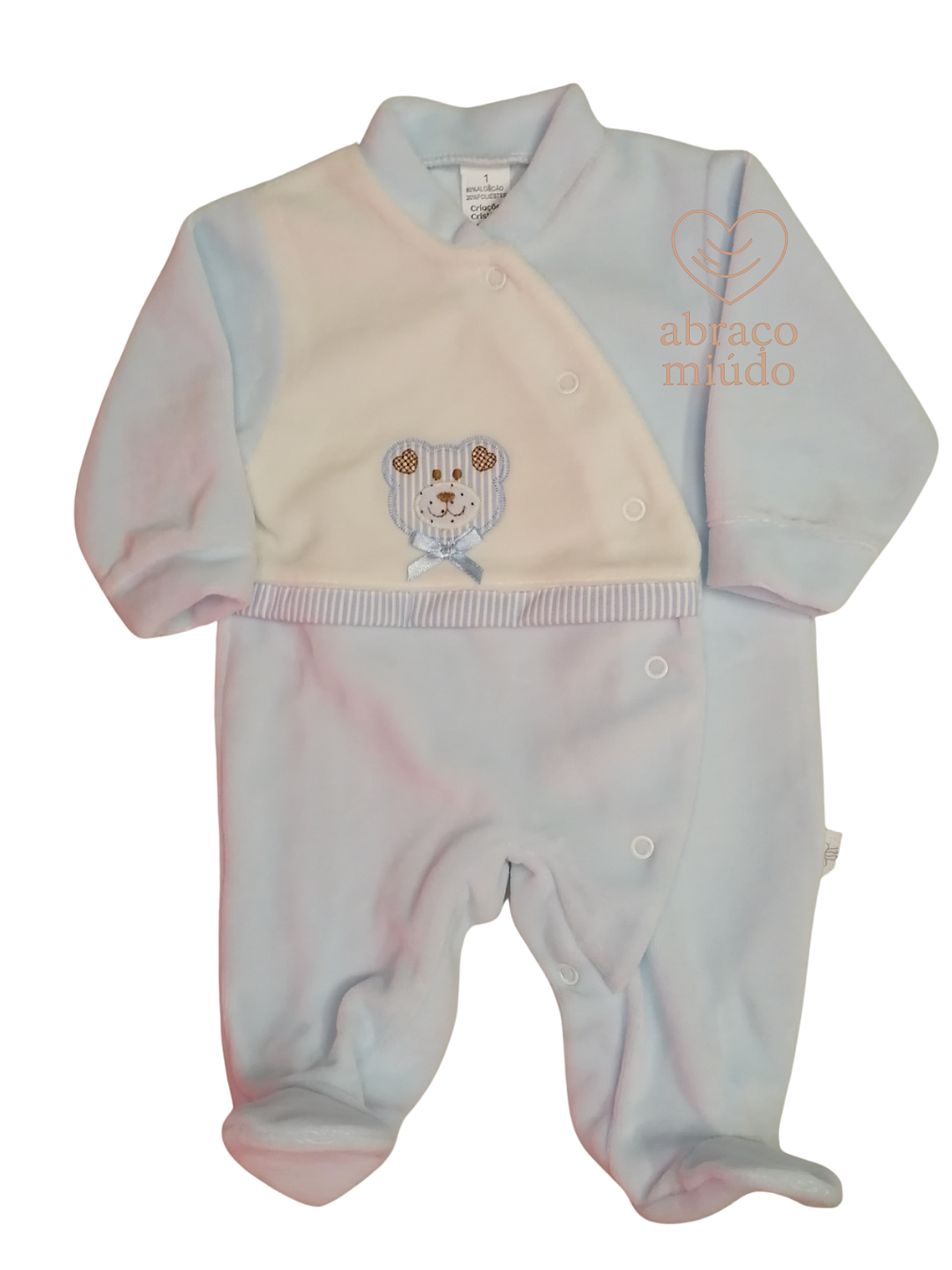 Babygrow de Veludo – Suave e Confortável Tamanho 1 mês, Cor azul 1