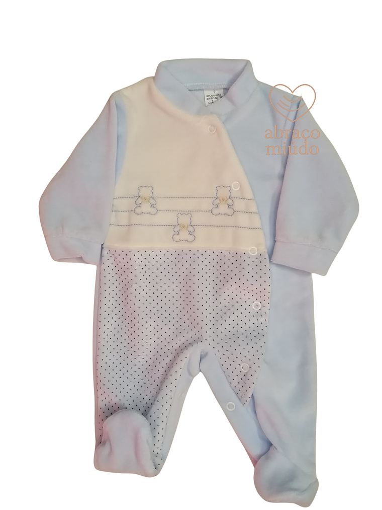 Babygrow de Veludo – Suave e Confortável Tamanho 1 mês, Cor azul 1