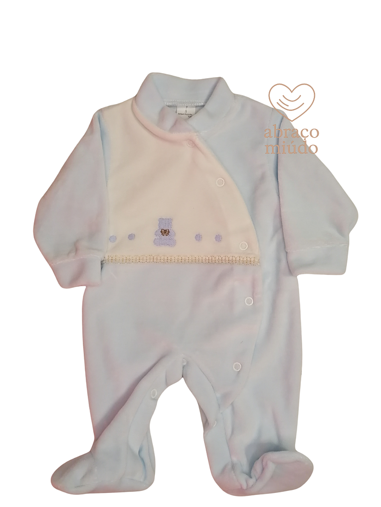Babygrow de Veludo – Suave e Confortável Tamanho 1 mês, Cor azul 1