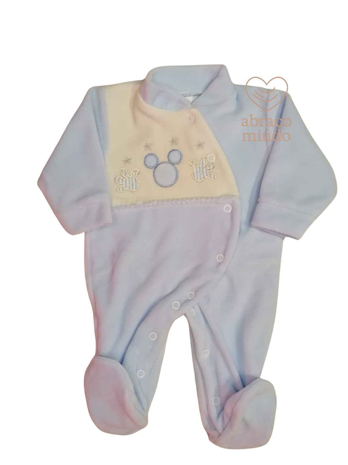 Babygrow de Veludo – Suave e Confortável Tamanho 1 mês, Cor azul 1