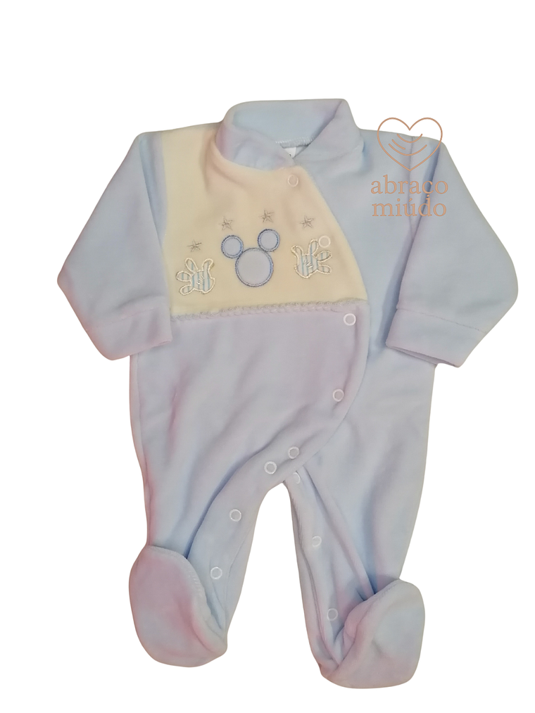 Babygrow de Veludo – Suave e Confortável Tamanho 1 mês, Cor azul 1