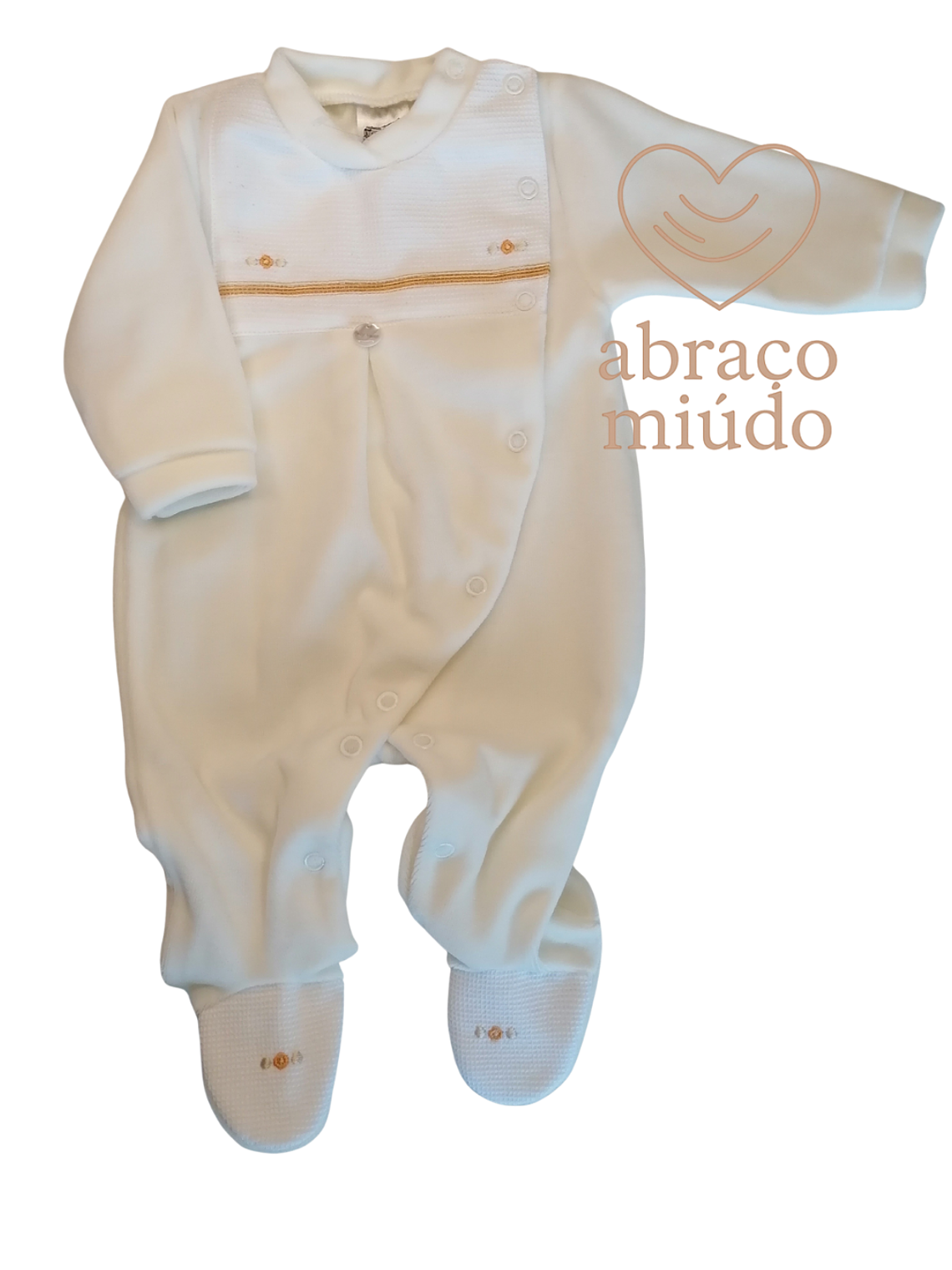 Babygrow de Veludo – Suave e Confortável vários tamanhos, Cor pérola  1