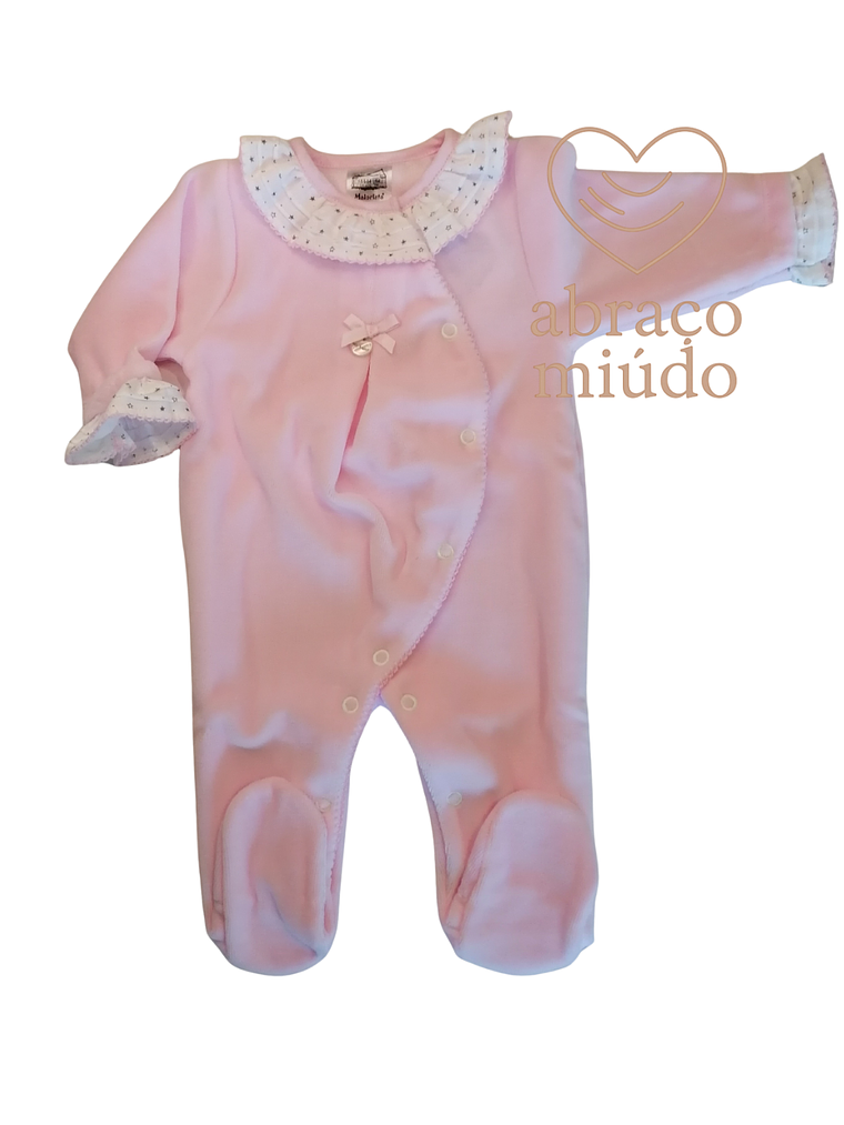 Babygrow de Veludo – Suave e Confortável com gola. Tamanho 3 meses, Cor rosa 1