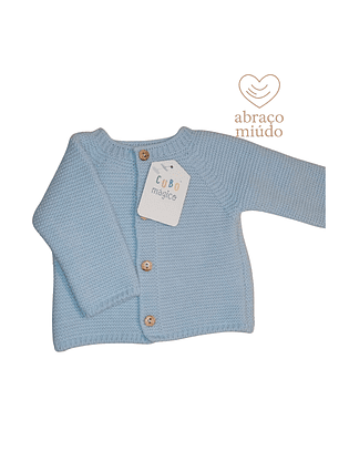 Casaco de Malha Azul 100% Acrílico – Tamanho 1 Mês 