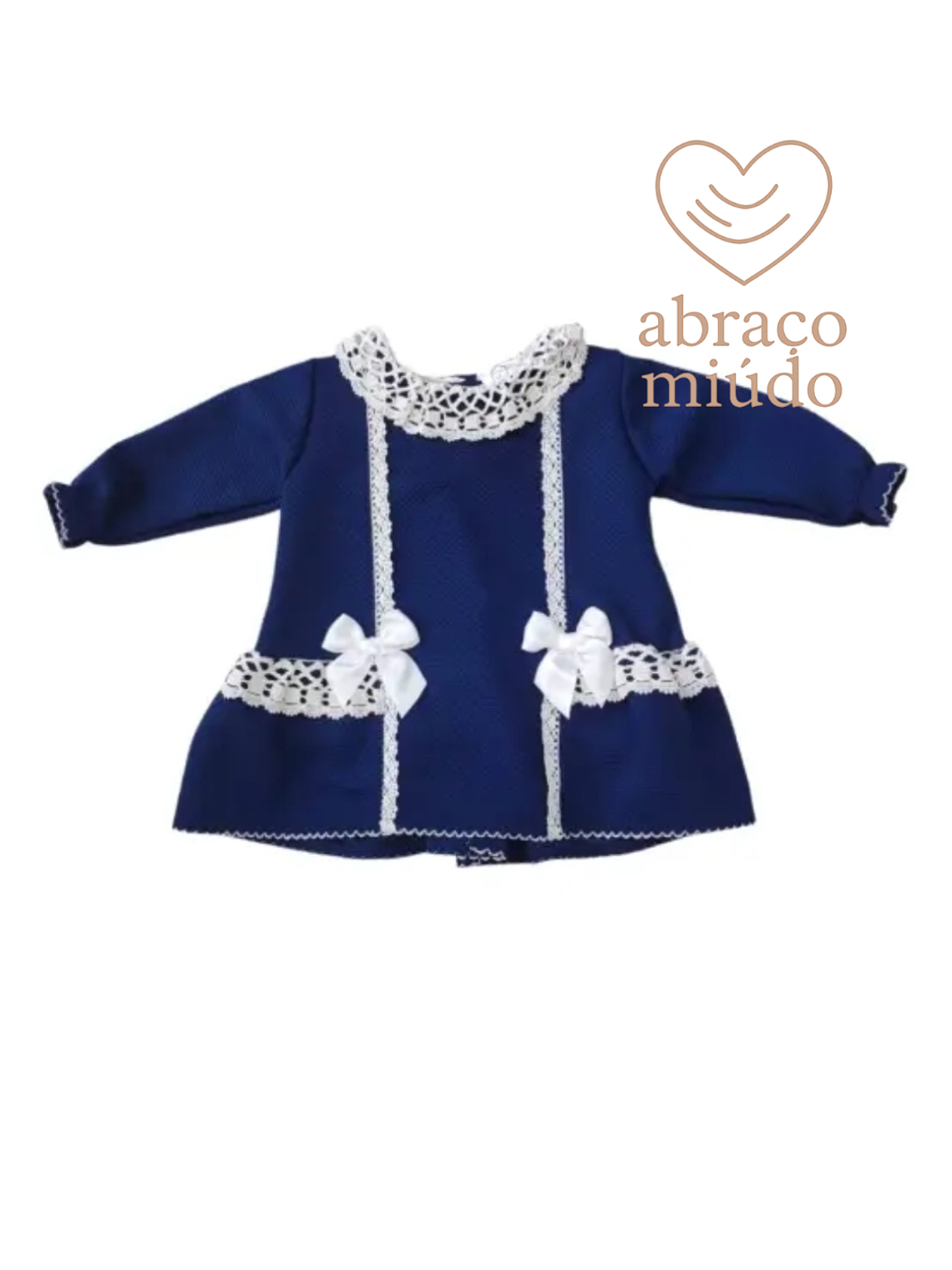 Vestido Azul com Renda e Laços – Tamanho 6 Meses 1