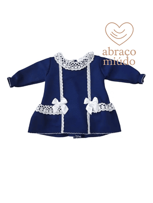 Vestido Azul com Renda e Laços – Tamanho 6 Meses