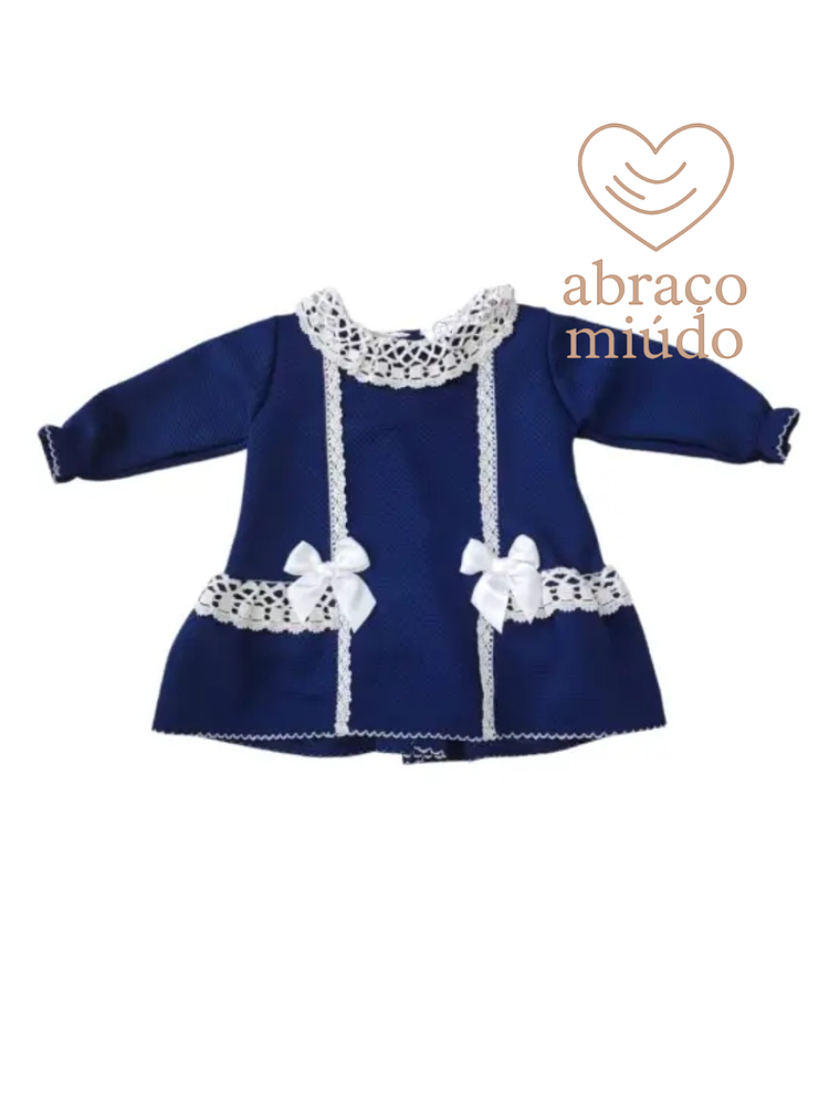 Vestido Azul com Renda e Laços – Tamanho 6 Meses 1