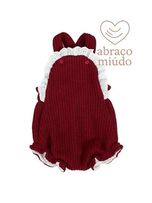 Fofo de Malha Vermelho com Folhos – Tamanho 12 Meses