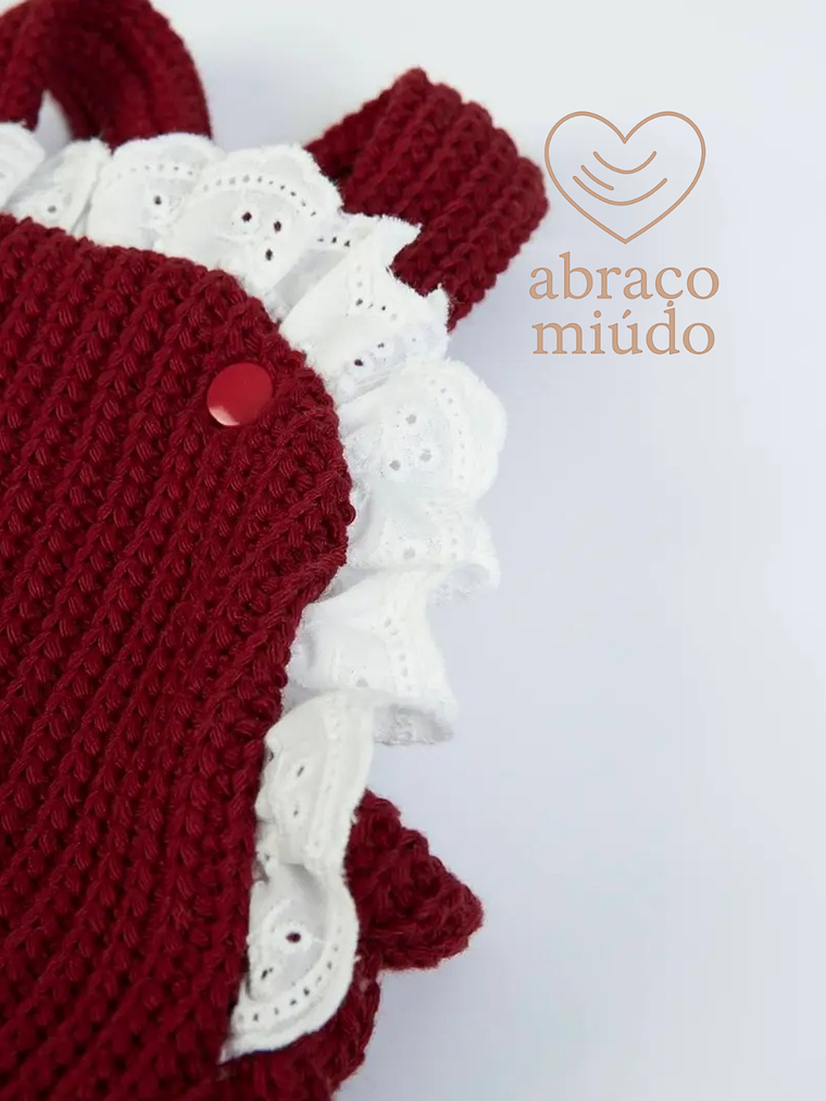 Fofo de Malha Vermelho com Folhos – Tamanho 12 Meses 3