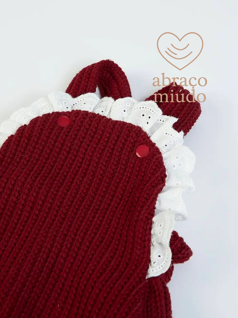 Fofo de Malha Vermelho com Folhos – Tamanho 12 Meses 4