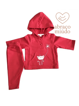 Fato de Treino Vermelho 100% Algodão – Tamanho 6 Meses