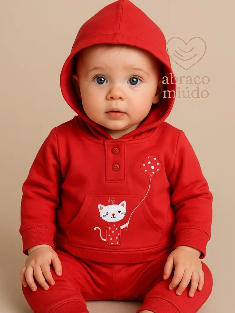 Fato de Treino Vermelho 100% Algodão – Tamanho 6 Meses 2