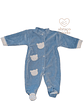 Babygrow em Veludo com Aplicações Ursinho – Azul - Thumbnail 1
