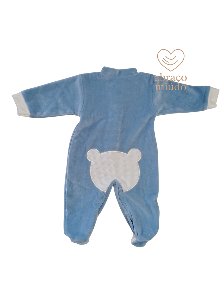 Babygrow em Veludo com Aplicações Ursinho – Azul 2