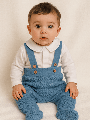 Conjunto de Malha para Bebé | Jardineira + Camisola + Manta | Tamanho Único | Roupa de Bebé 