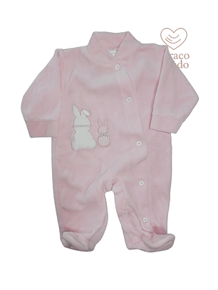 Babygrow veludo dois coelhinhos rosa 