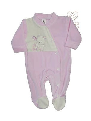 Babygrow veludo ursinho rosa 
