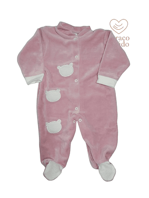 Babygrow veludo urso frente e verso 