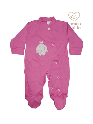 Babygrow algodão ursinha rosa 