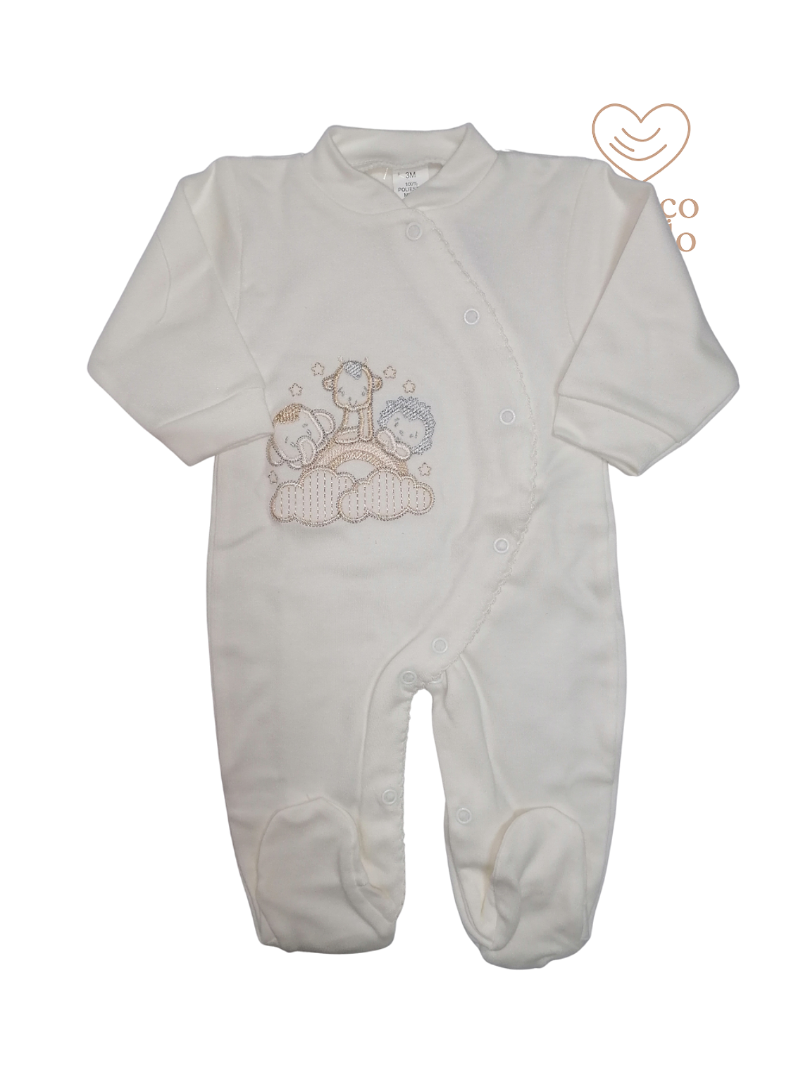 Babygrow algodão três animais várias cores  2