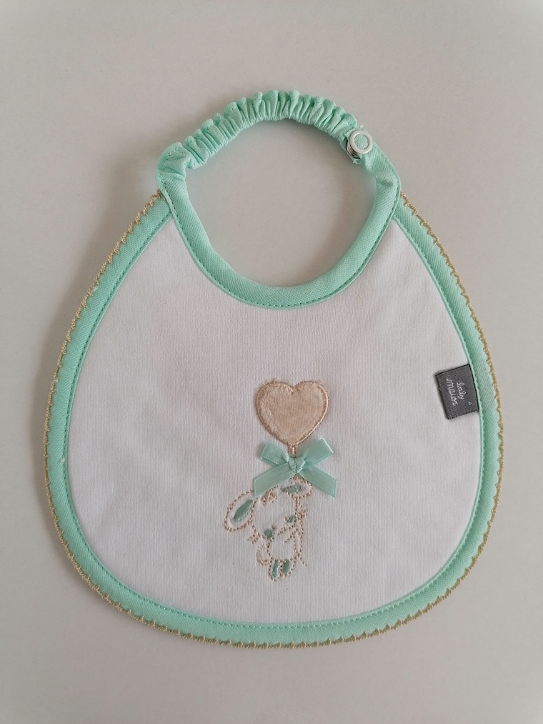 Babete de Bebé em Algodão com Elástico – Bordado Coração 1