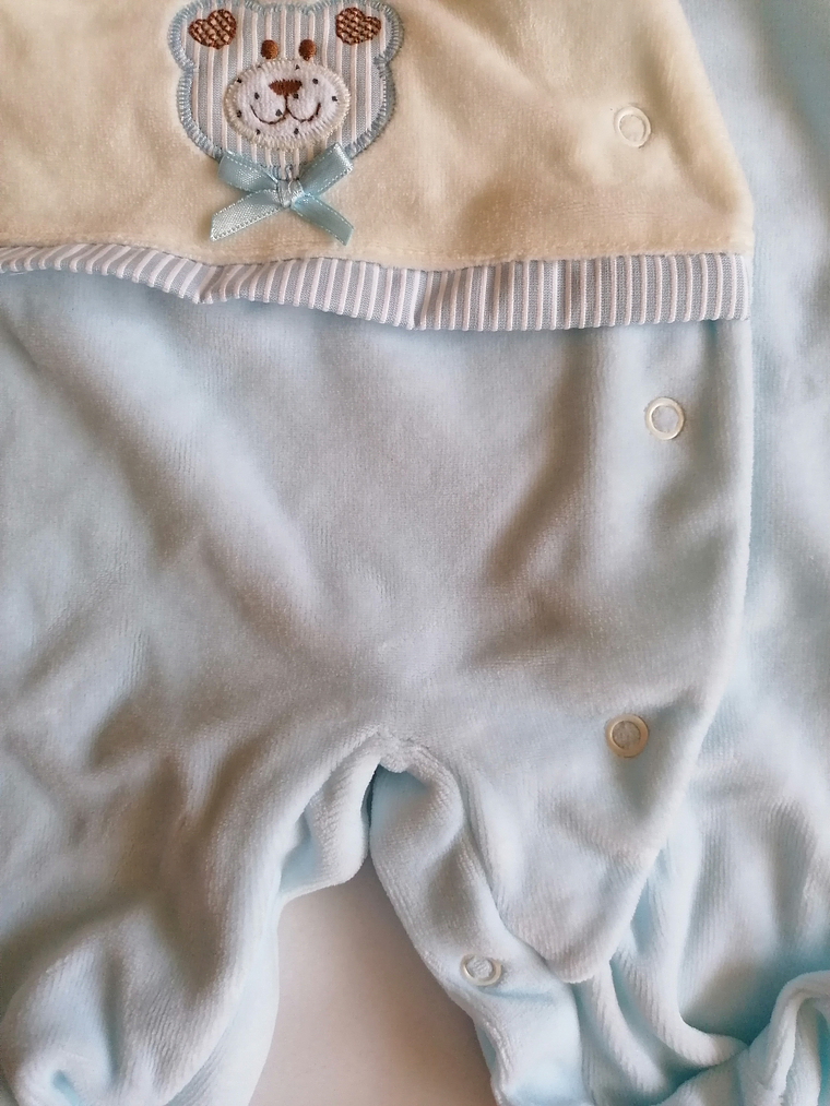 Babygrow de Veludo – Suave e Confortável Tamanho 1 mês, Cor azul 3