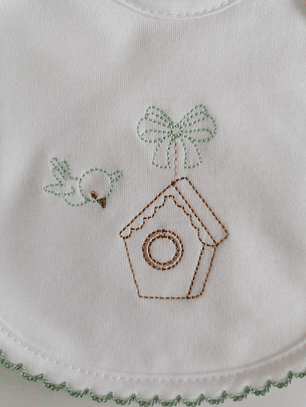 Babete Algodão Bordado Ninho Passarinho 