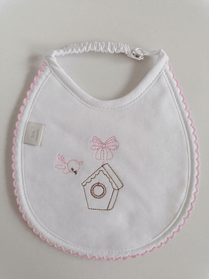 Babete Algodão Bordado Ninho Passarinho 
