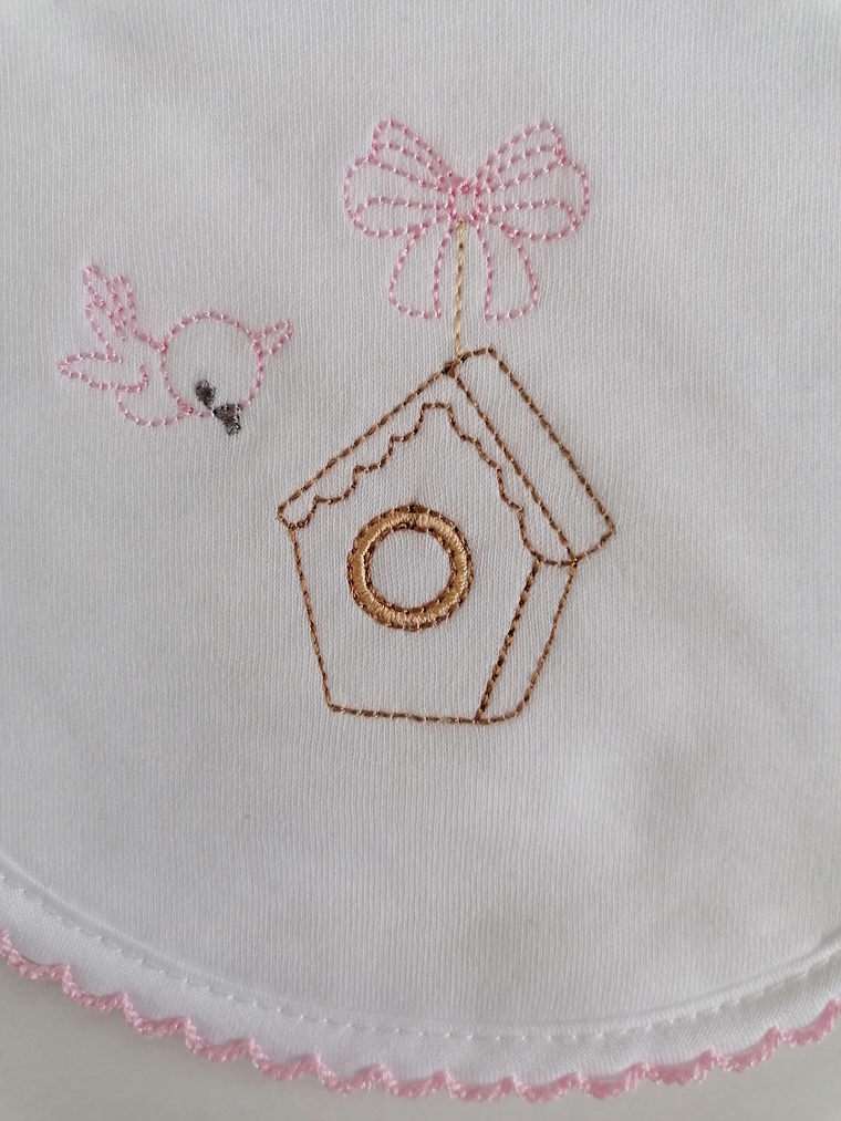 Babete Algodão Bordado Ninho Passarinho  3