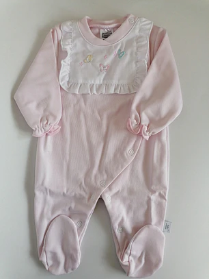 Babygrow de algodão com folho e bordado delicado