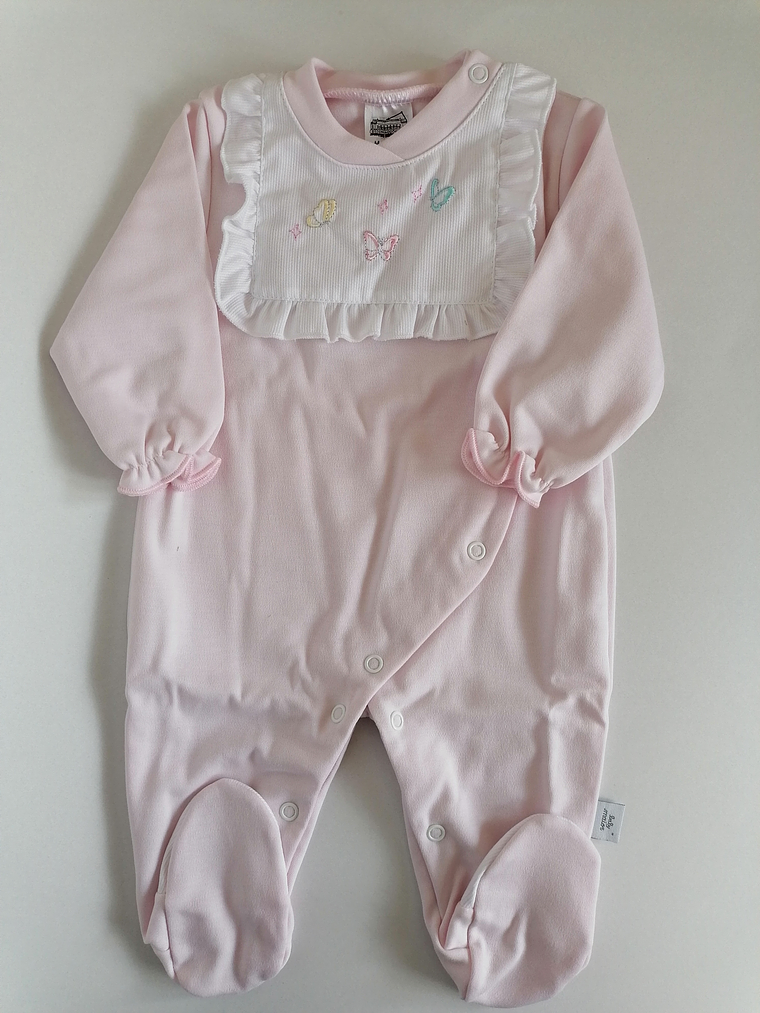 Babygrow de algodão com folho e bordado delicado 1