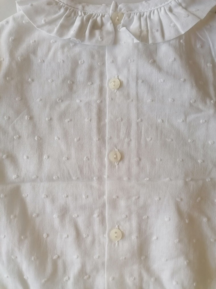 Body de Bebé em Algodão Plumeti Branco com Gola Bordada 4