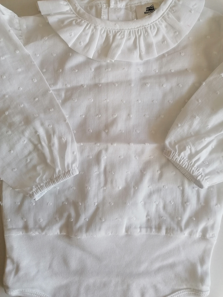 Body de Bebé em Algodão Plumeti Branco com Gola Bordada 5