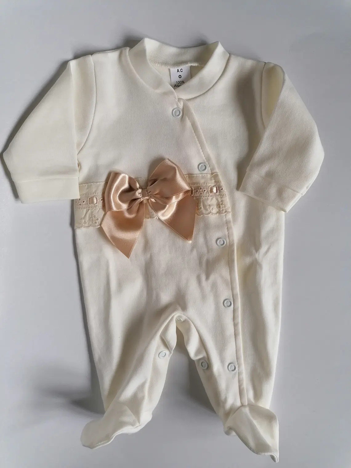Babygrow de Algodão para Bebé com Laço Satinado 1