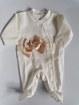 Babygrow de Algodão para Bebé com Laço Satinado