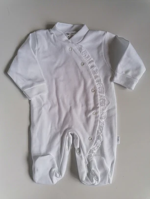 Babygrow de Algodão para Bebé com Renda Lateral
