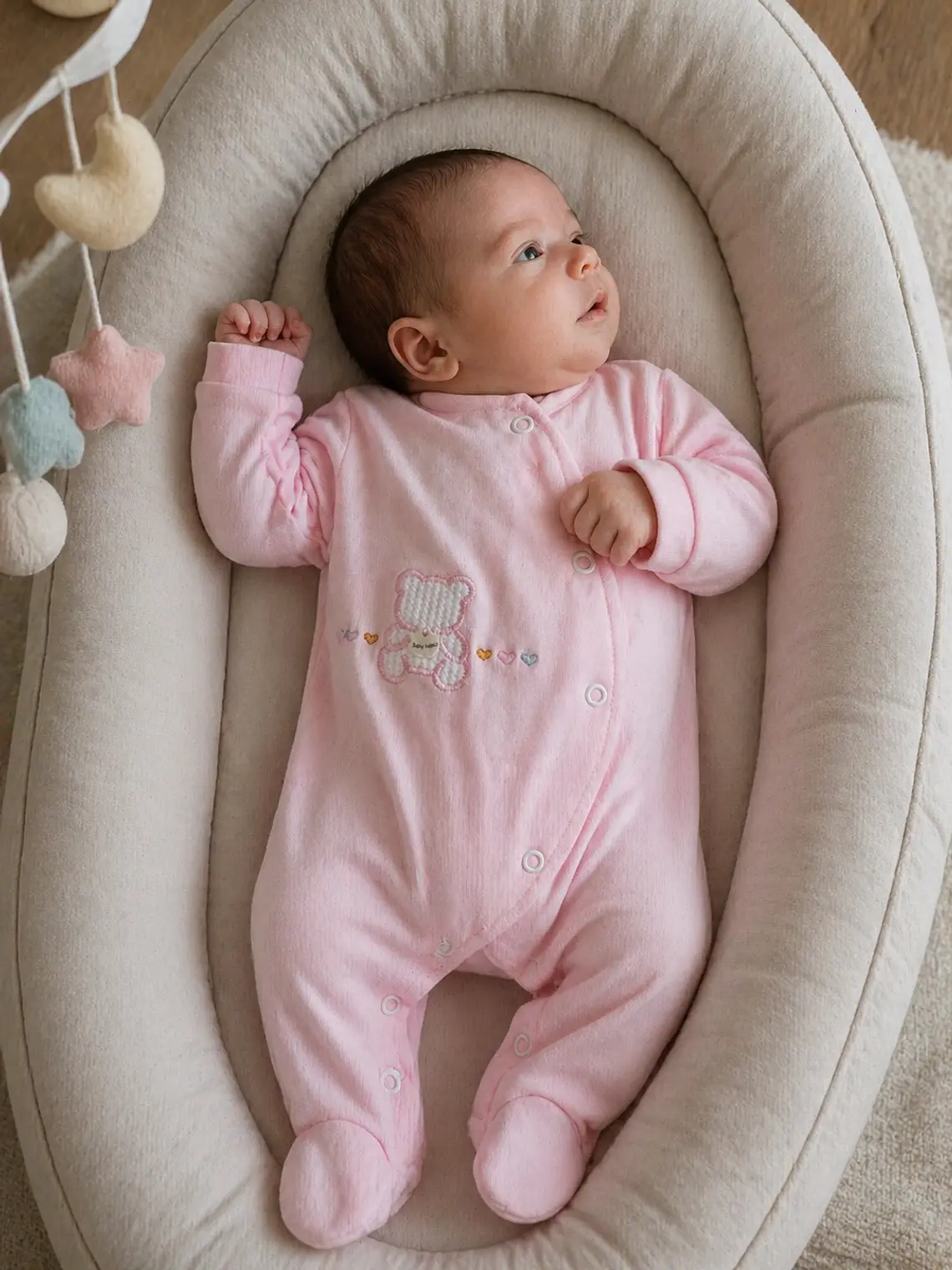 Babygrow de algodão com ursinho bordado 12